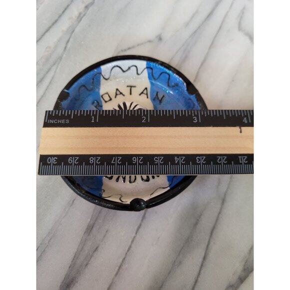 Handmade Roatan Honduras Souvenir Ceramic Ashtray With Blue & White Design - Picture 4 of 6